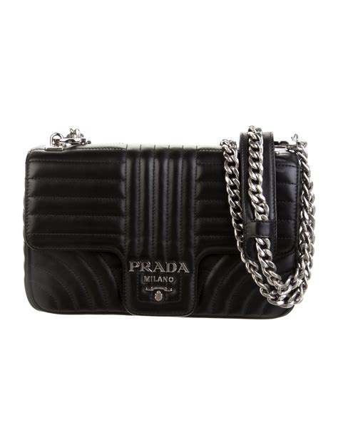 Prada Soft Calf Impunture Diagramme Chain Shoulder Bag